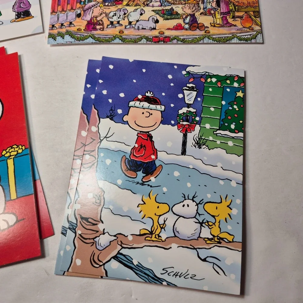 Vtg Peanuts Holiday Christmas Greeting Cards Envelopes Assorted Schulz Lot of 14
